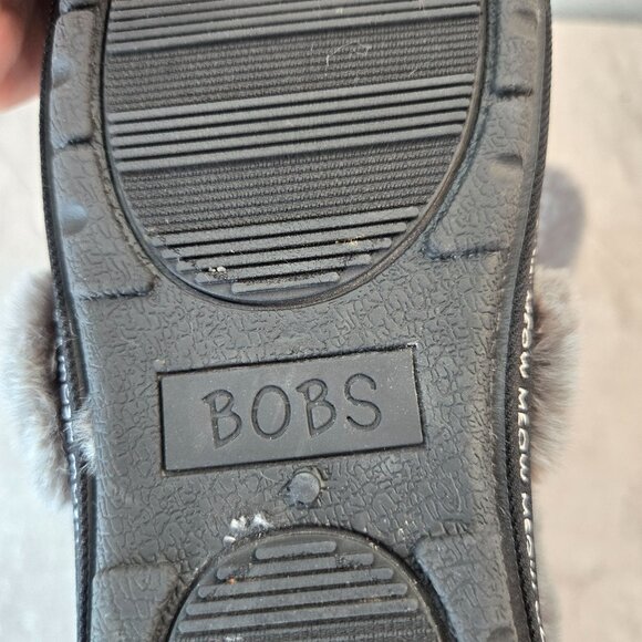 Bobs Cat Slippers Womens Size 8 Black Kitty Comfort Slip On Fur lined House Shoe - Picture 10 of 13